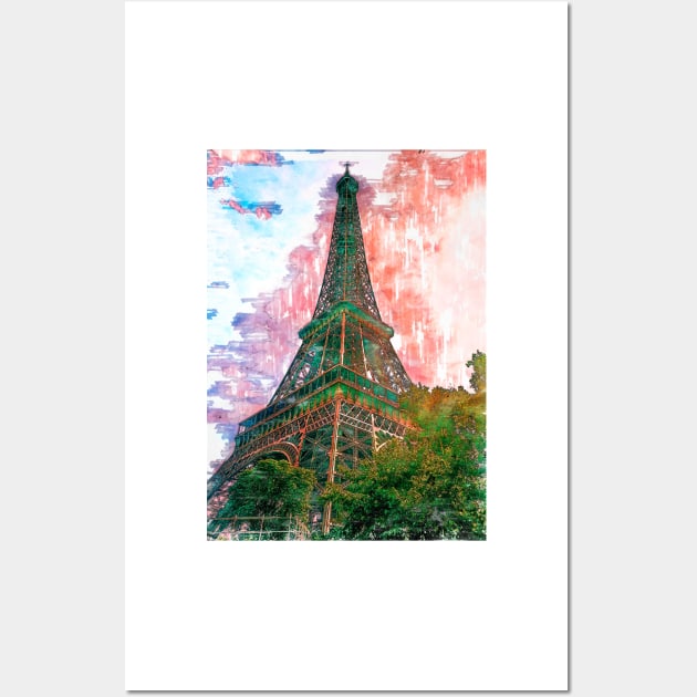 Eiffel Tower Red Sky Paris. For Eiffel Tower & Paris Lovers. Wall Art by ColortrixArt